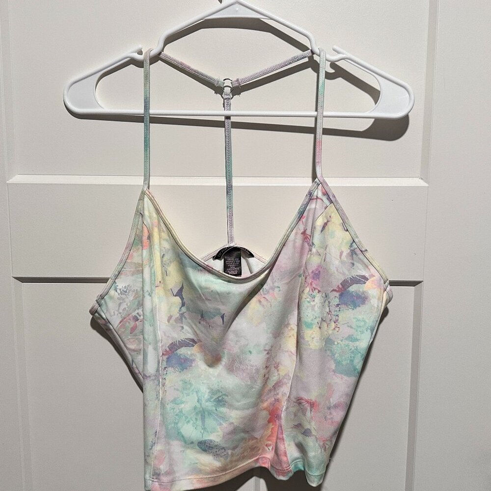 NWT Victoria’s Secret Rainbow Tie Dye Racerback Cropped Cami Tank Size XL